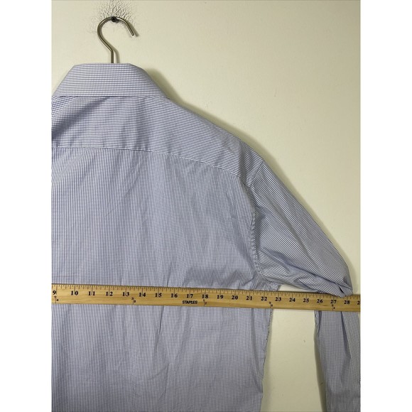 Bonobos Standard Fit Shirt Mens Size 16 Long Sleeve Micro Blue Check Stretch - Picture 6 of 7